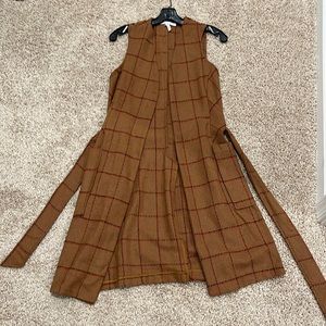 Bcbg generation long plaid vest with pockets